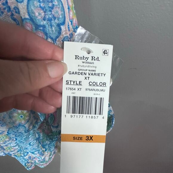 Ruby Rd. top blouse 3x floral pastel colorful light weight NWT - Picture 13 of 15